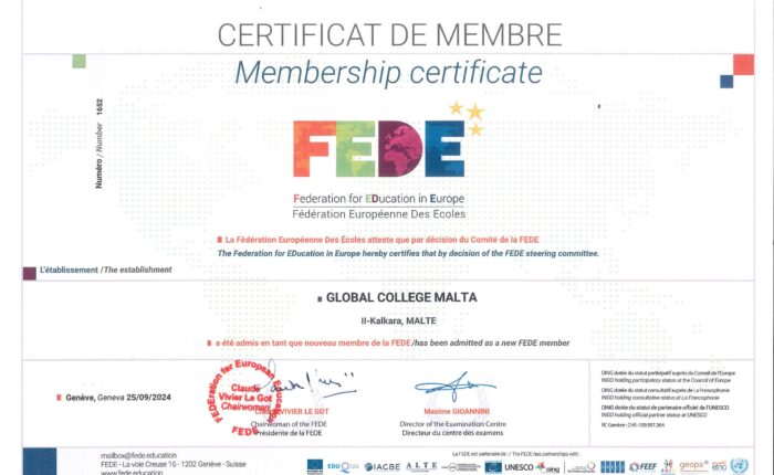 Global College Malta joins FEDE!